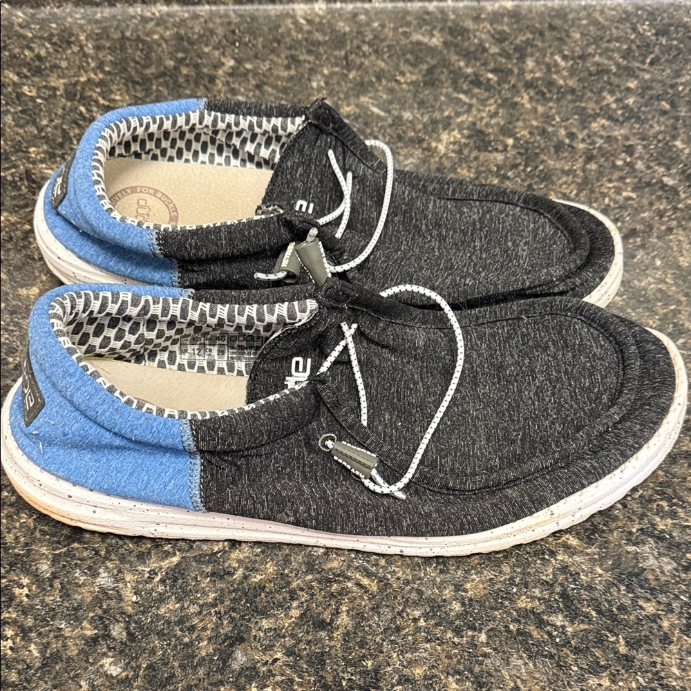 Hey Dude Men's Slip-On Casual Loafers in Black and Blue